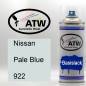 Preview: Nissan, Pale Blue, 922: 400ml Sprühdose, von ATW Autoteile West.